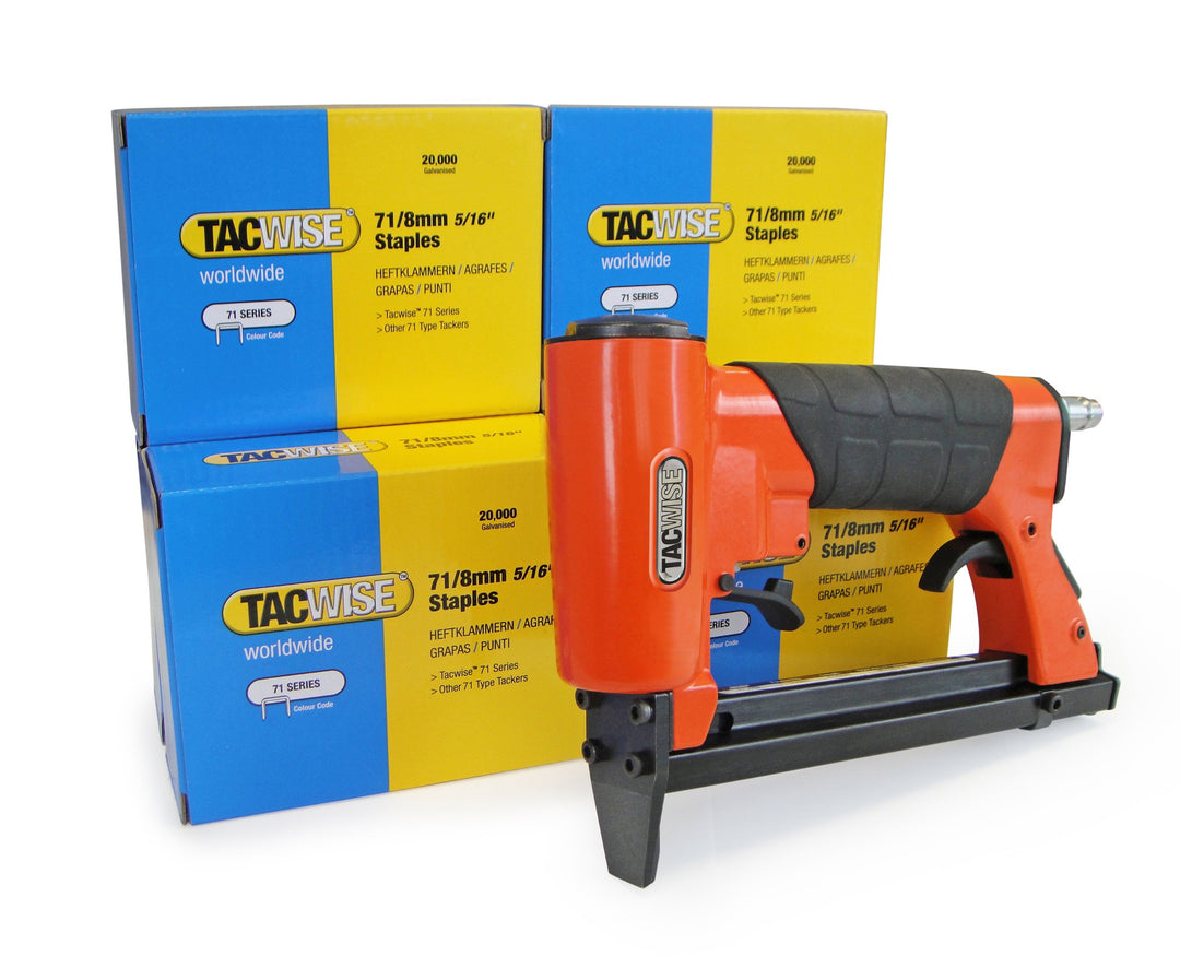 Tacwise A7116V Druckluft-Polstertacker & 6 x 20.000 Stück Typ 71/8mm Heftklammern A7116V + 6 x 20.00