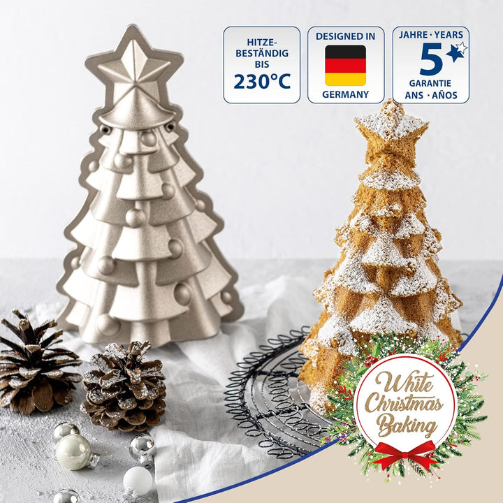 Dr. Oetker Motivbackform Tannenbaum White Christmas Baking, für Weihnachten, Tannenbaumform mit Anti