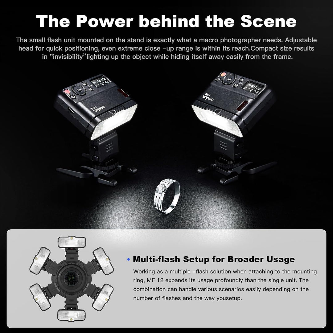 GODOX MF12-DK1 Makro Blitz mit Diffusor Dome und Xproii S Blitzauslöser 2,4G Wireless Control, TTL/M