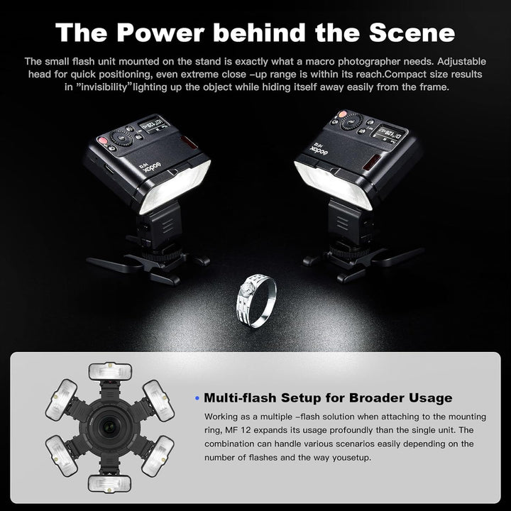 GODOX MF12-DK1 Makro Blitz mit Diffusor Dome und Xproii S Blitzauslöser 2,4G Wireless Control, TTL/M