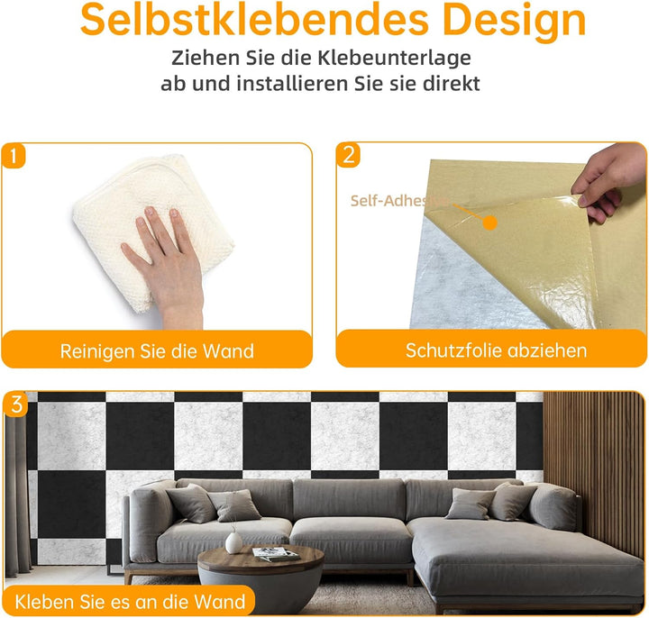 Rdutuok 12 Stücke Selbstklebend Akustikplatten,30 x 30 x 1 cm Hochdichte Akustik Panel Schallschutzp