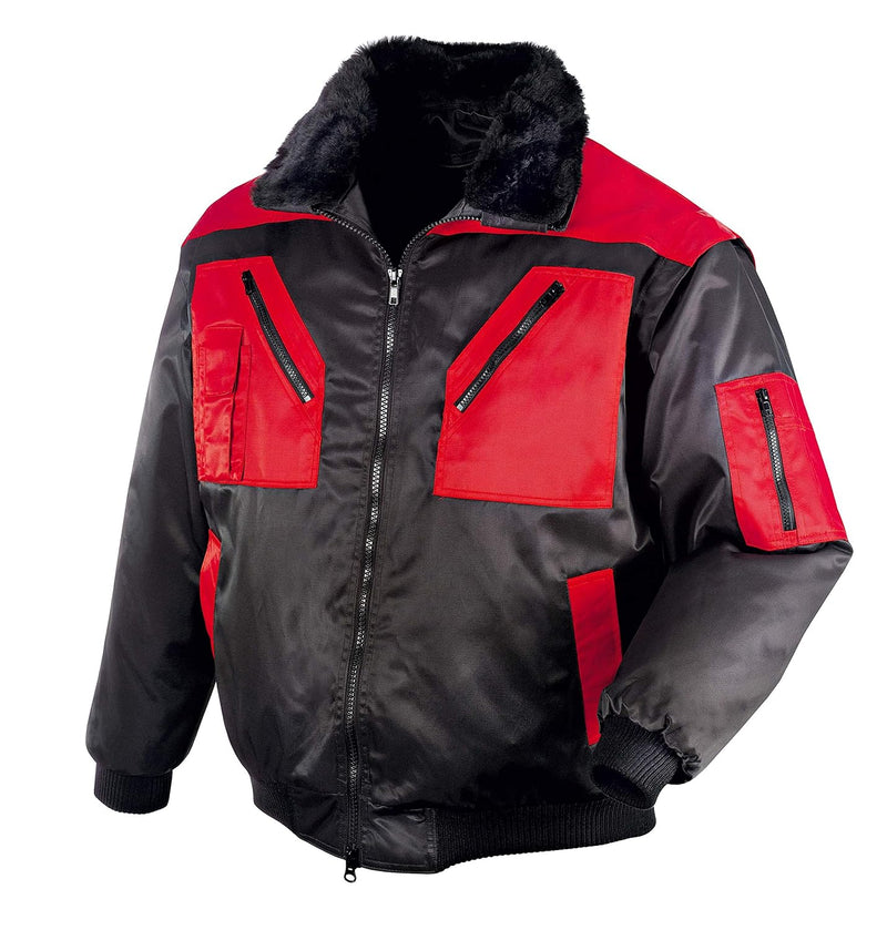 texxor Herren Pilotenjacke Oslo Arbeitsjacke mit abnehmbaren rmeln schwarz rot L, Rot/Schwarz, L EU