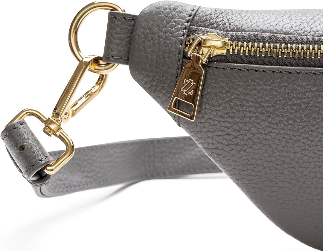 Lazarotti Bologna Leder Gürteltasche Damen | längenverstellbarer Tragegurt | grosse Bauchtasche 31 c