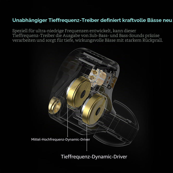 KZ Castor Pro - Einstellbare 5-Ton HiFi In-Ear-Kopfhörer mit verstärkten Bässen, Gaming-Kopfhörer mi