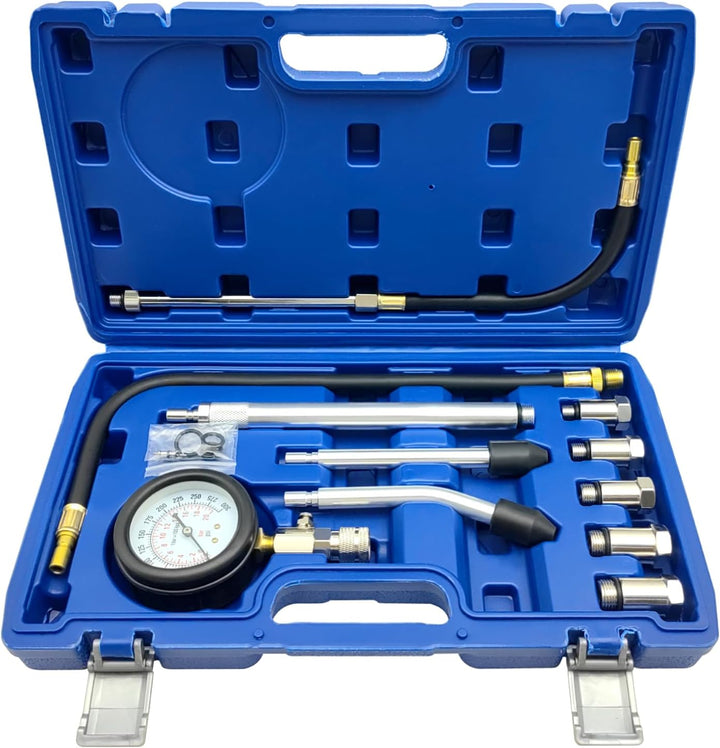 ZKTOOL 11 Stück Auto Kompressionstester-Satz für Benzinmotor 0-300 PSI / 0-20 Bar, Kfz Benzin Motor