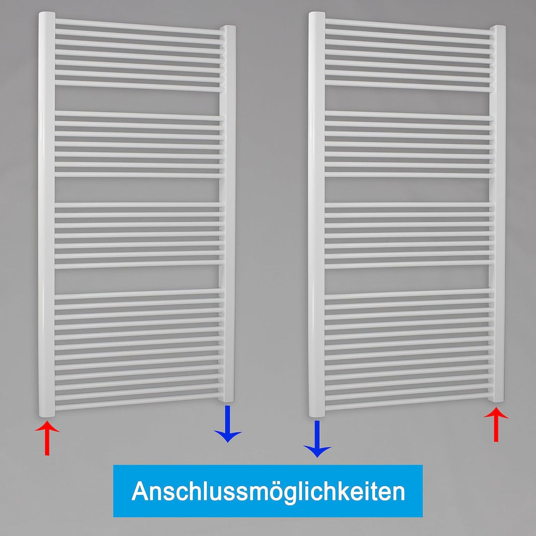 Heizkörper Badheizkörper Handtuchwärmer mit Seitenanschluss unten weiss (1732 x 400 mm) (647 Watt na