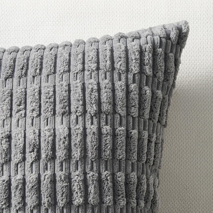 Topfinel 4er Set Boho Kissenbezug 40x40 cm grau Kordsamt Kissenbezüge Kissenhülle sofakissen dekokis
