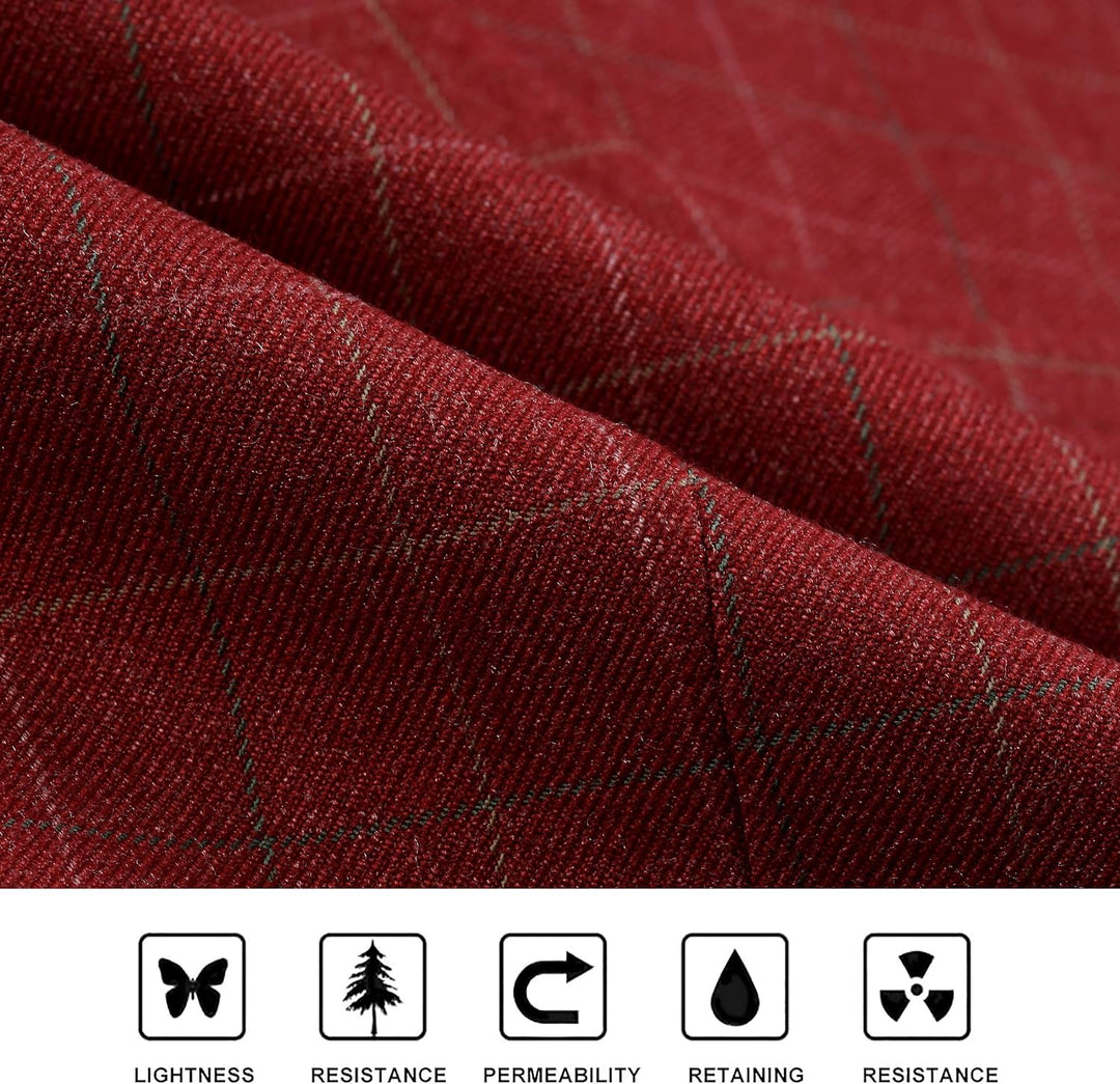 HISDERN Manner Formale Hochzeitsfeier Weste Baumwolle Plaid Kleid Anzug Weste für Herren Burgund XS,