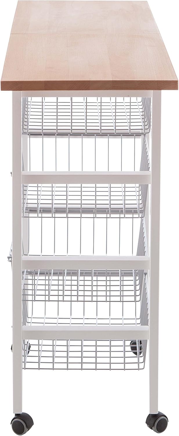 ARREDAMENTIITALIA Arredamenti Italia Küchenwagen GASTONCINO, Holz - 4 Körbe - Aufklappbar - Farbe: W