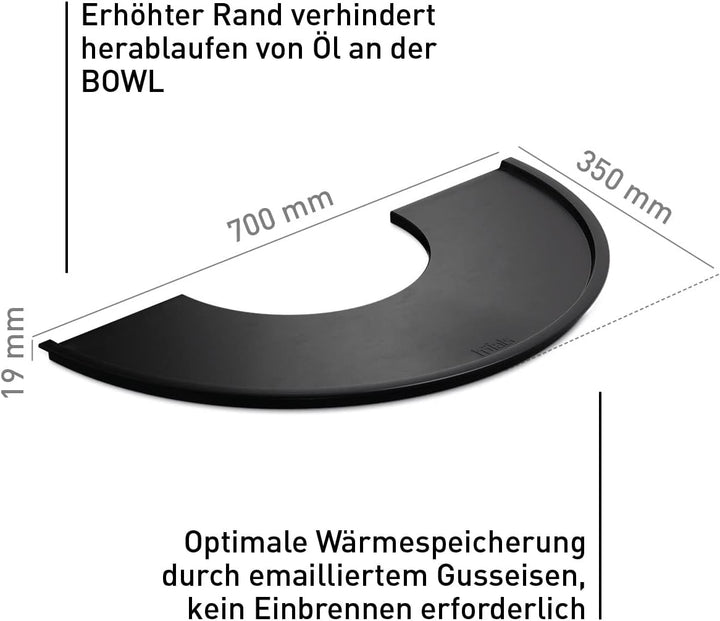 höfats - BOWL 70 Plancha - emaillierte Grillplatte aus Gusseisen - Für Grillgut jeder Grösse geeigne
