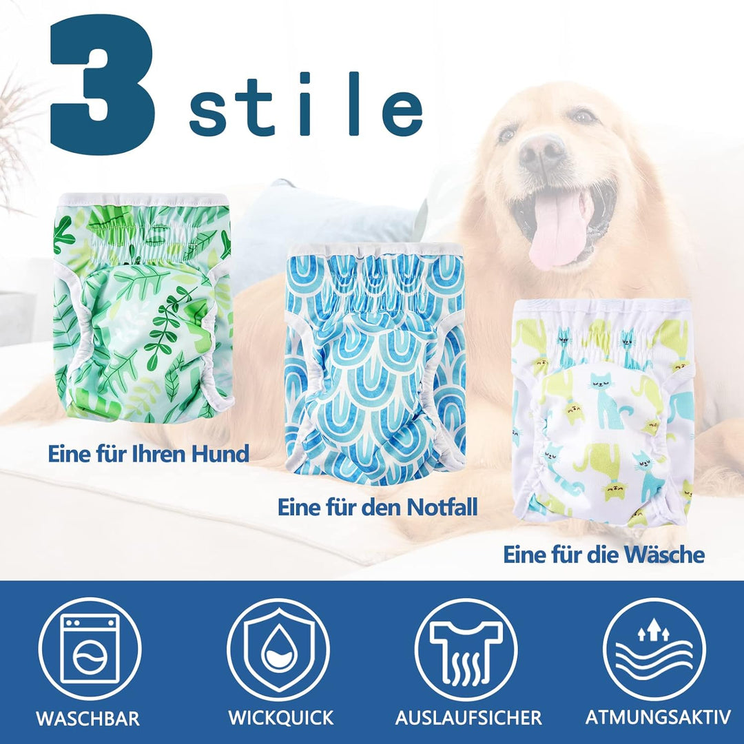 Demigreat Läufigkeitshose für Hündinnen 3 Stück M, Hochsaugfähige und Damenbinden Hundewindeln für H