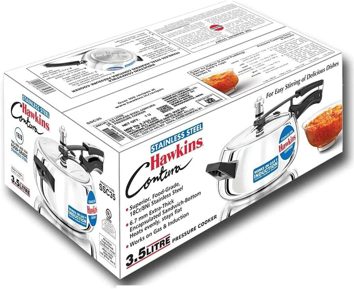 Hawkins SSC35 Schnellkochtopf aus Edelstahl, 3,5 l, silberfarben 3.5 Litre SS Contura Edelstahl, Ind
