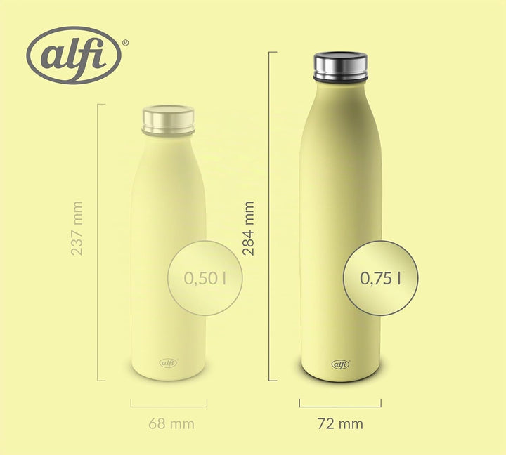 alfi PURE BOTTLE 750ml, gelb, lemon sorbet, Isolierflasche aus Edelstahl, kohlensäurefest, 12h heiss