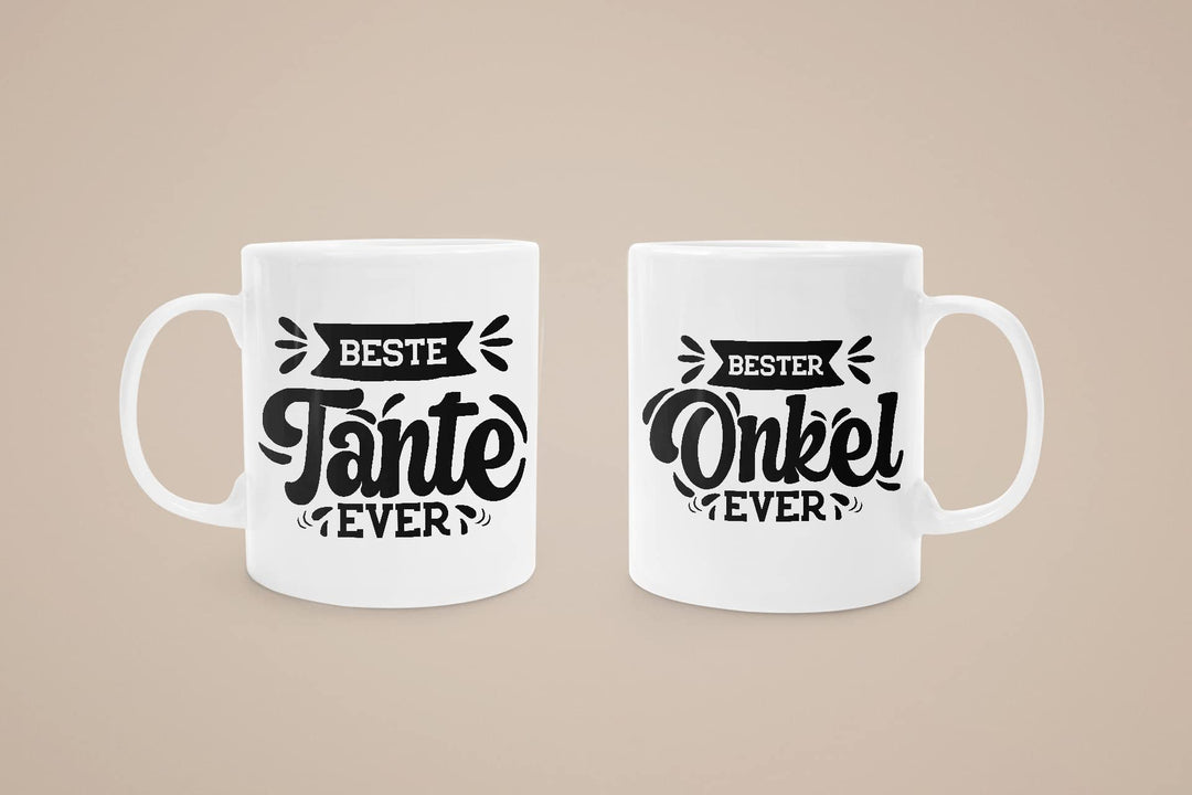Trendation - Tante und Onkel Geschenk Tasse Set Kaffeetassen Geschenke Weihnachten (Weiss), Weiss