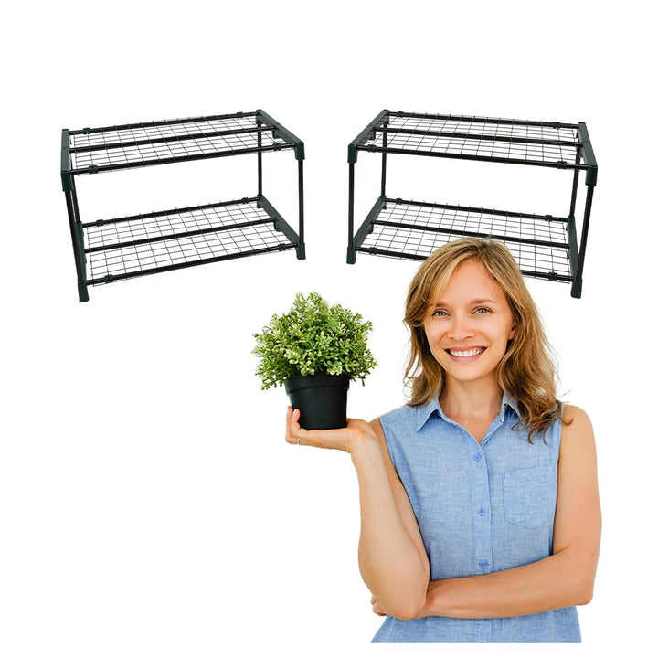 Pflanzenregal - Gartenregal 69x49x39 2er Set Pflanzenständer - Blumenständer Metall - Leiterregal -