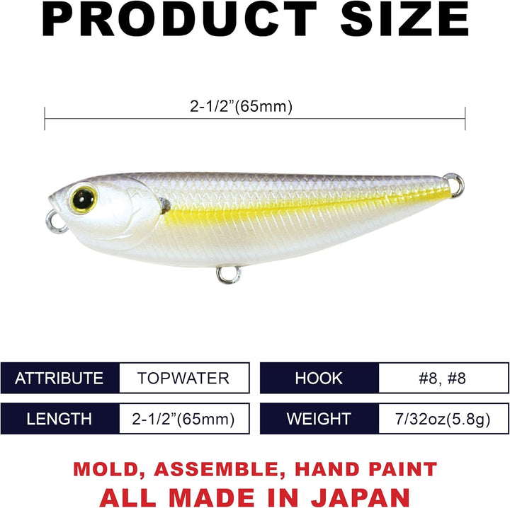 Lucky Craft Sammy 65 Topwater Angelköder, 6,3 cm, schwimmende Süsswasserforelle, Kleinmaulbarschköde