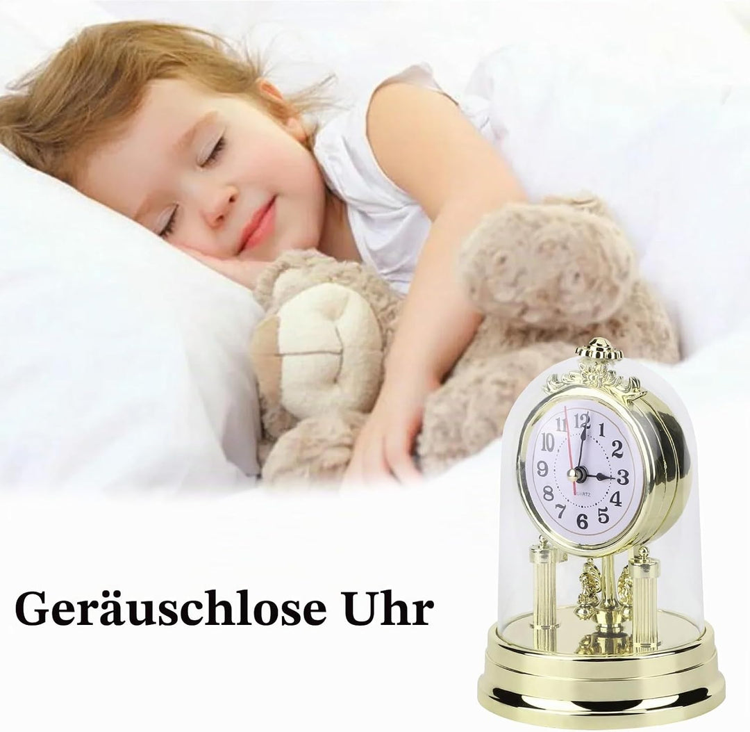 Mumusuki Tischuhren, Standuhr Nostalgisch Deko Vintage Wohnzimmer Uhr mit Haube Kunststoff Uhr zum H