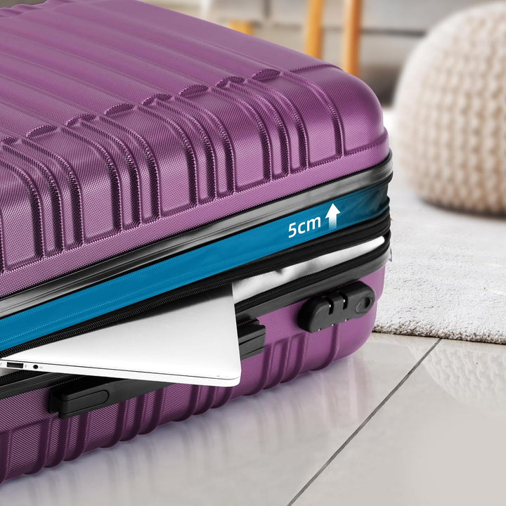 BEIBYE 2088 Zwillingsrollen Reisekoffer Koffer Trolleys Hartschale M-L-XL-Set (Violett, M) Violett M