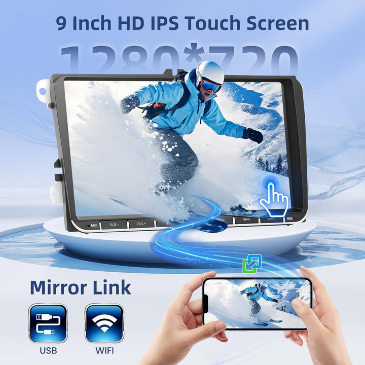 Hikity [4+64GB] Android 15 Autoradio, Wireless CarPlay Android Auto, für VW Golf 5 6 Passat Polo Tig