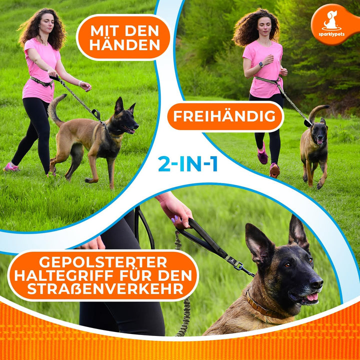 Joggingleine für Hunde zum Laufen, Joggen, Wandern | 2 in 1 Joggingleine und Normale Hundeleine für