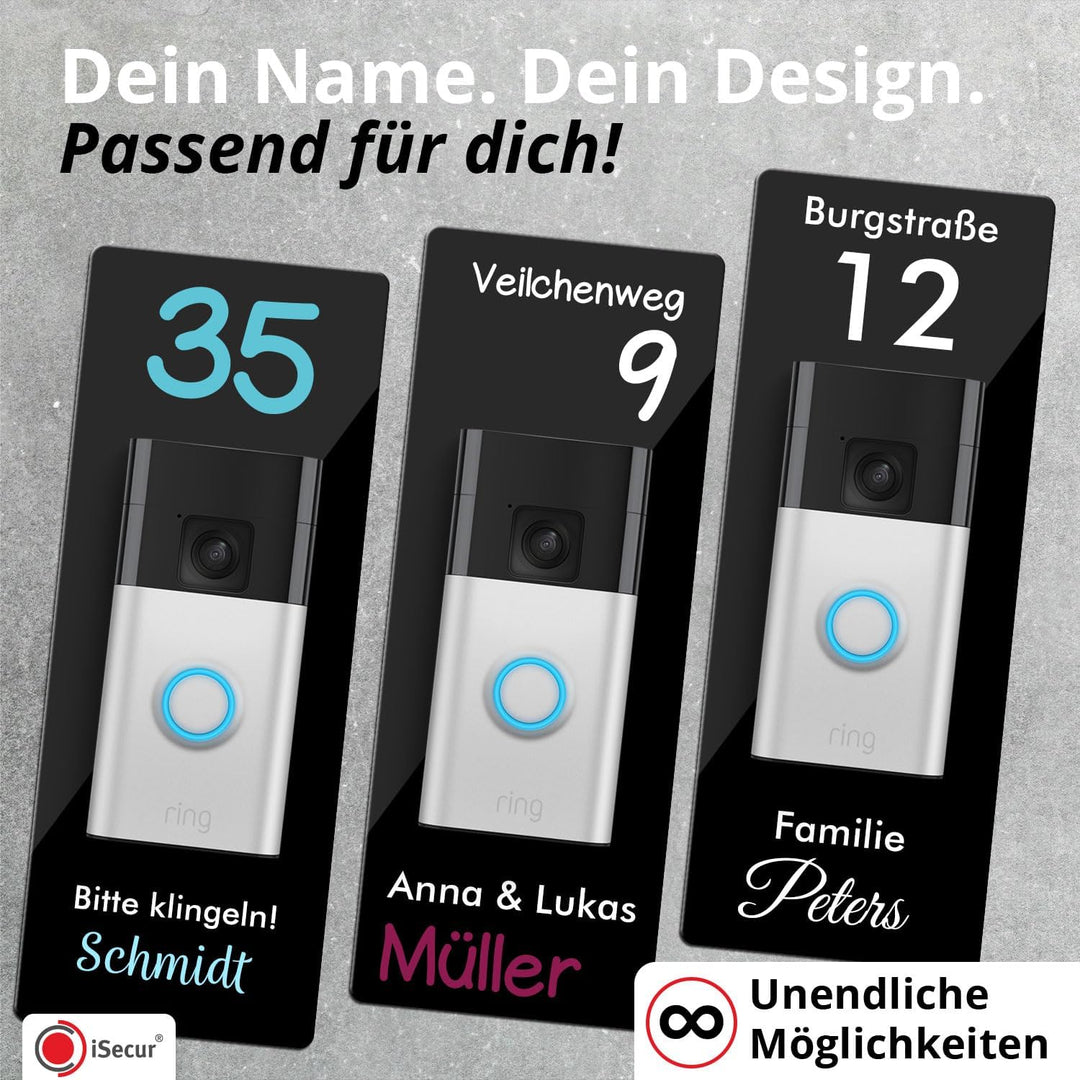 iSecur Acryl Blende personalisiert Premium - Passend für Ring Akku-Videotürklingel 2, Gen 3 Plus 4 (