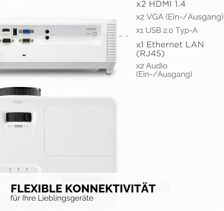 ViewSonic PA700X Beamer, 4500 ANSI Lumen, XGA 1024x768, Kontrastverhältnis 12.500:1, Bildgrösse bis