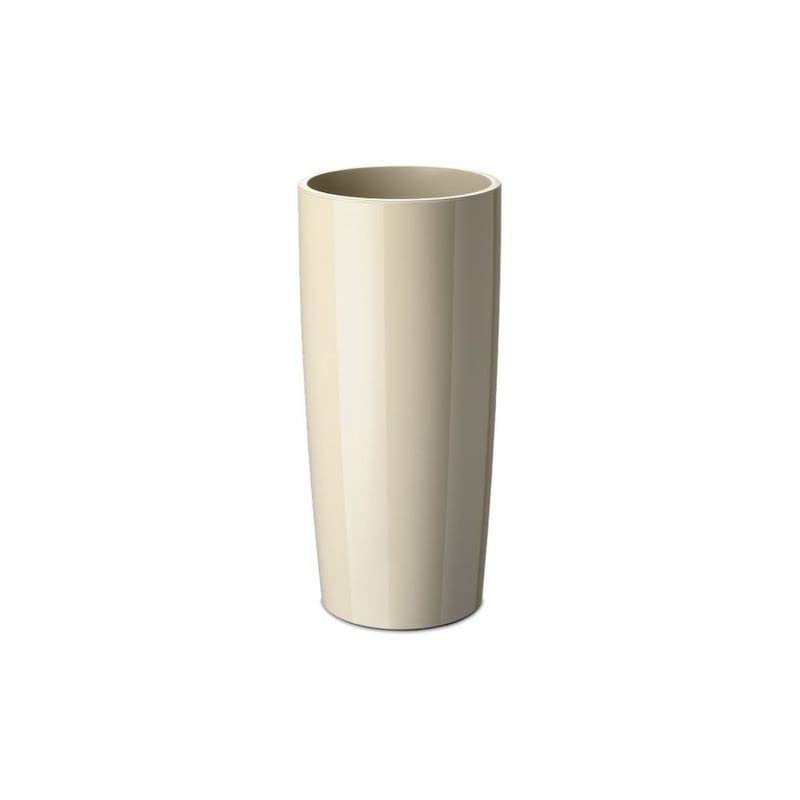 Floralo Teramo hoch Übertopf 25cm Durchmesser x 52cm hoch creme, hochglänzend, mit herausnehmbarem T