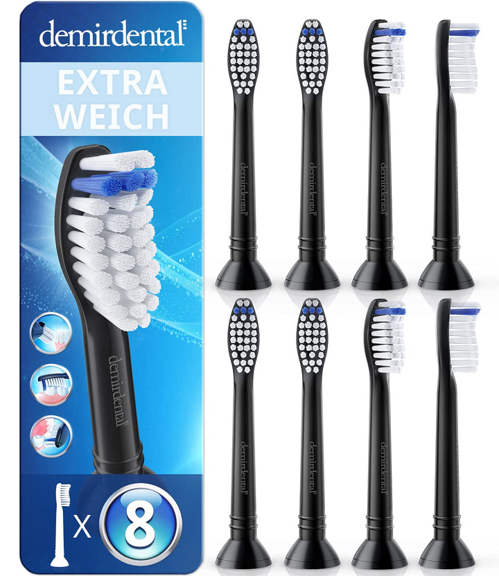 8er demirdental Ersatzbürsten passend für Philips Sonicare, Extra Soft Aufsätze & Aufsteckbürsten, e