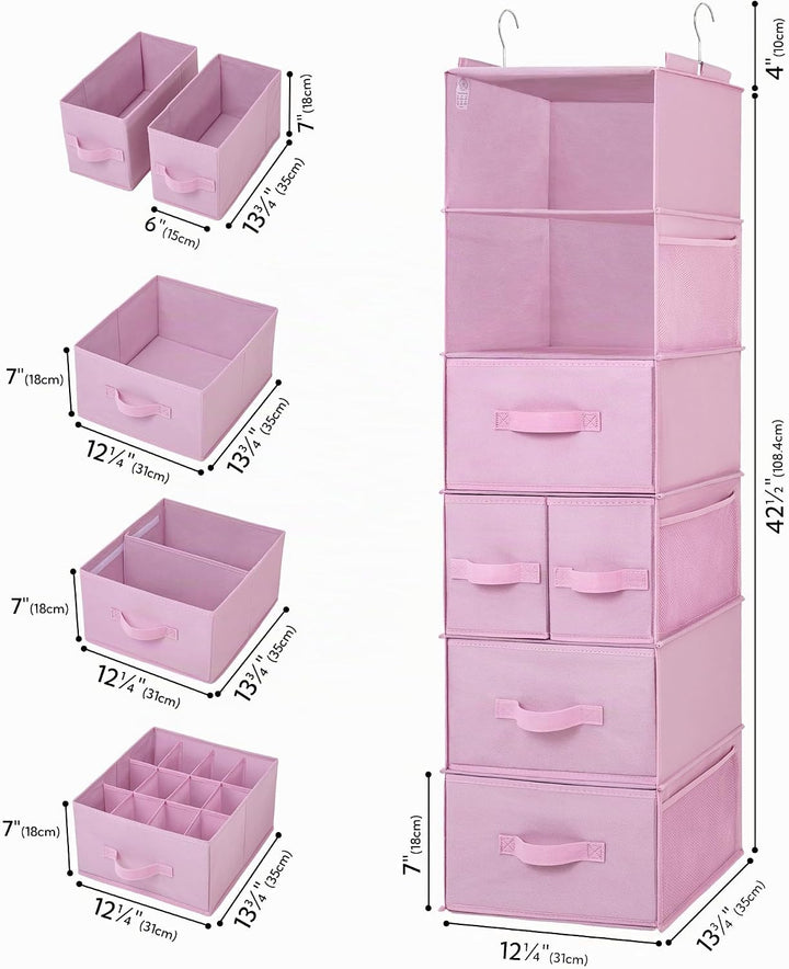 GRANNY SAYS Kleiderschrank Organizer Hängend, 1 Stück Hängeorganizer mit Schubladen, Rosa Hängeaufbe
