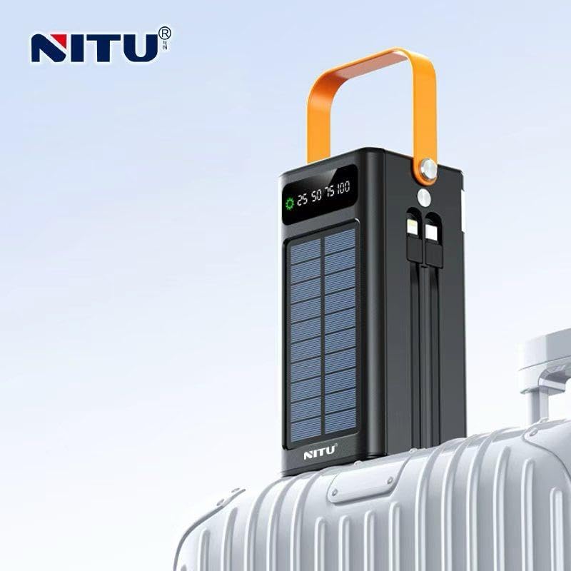 ZMC Solar Powerbank 50000-100000mAh, 22.5W PD Schnellladung, 4 Ausgänge, LED Lampe, 3-in-1 Kabel, fü