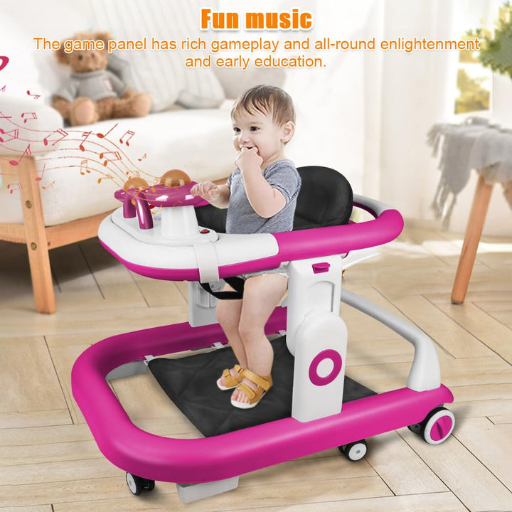 5-in-1 Lauflernhilfe für Babys, mit verstellbaren Höhen, Gehfrei Babywalker ab 6 Monate, bis zu 25 k