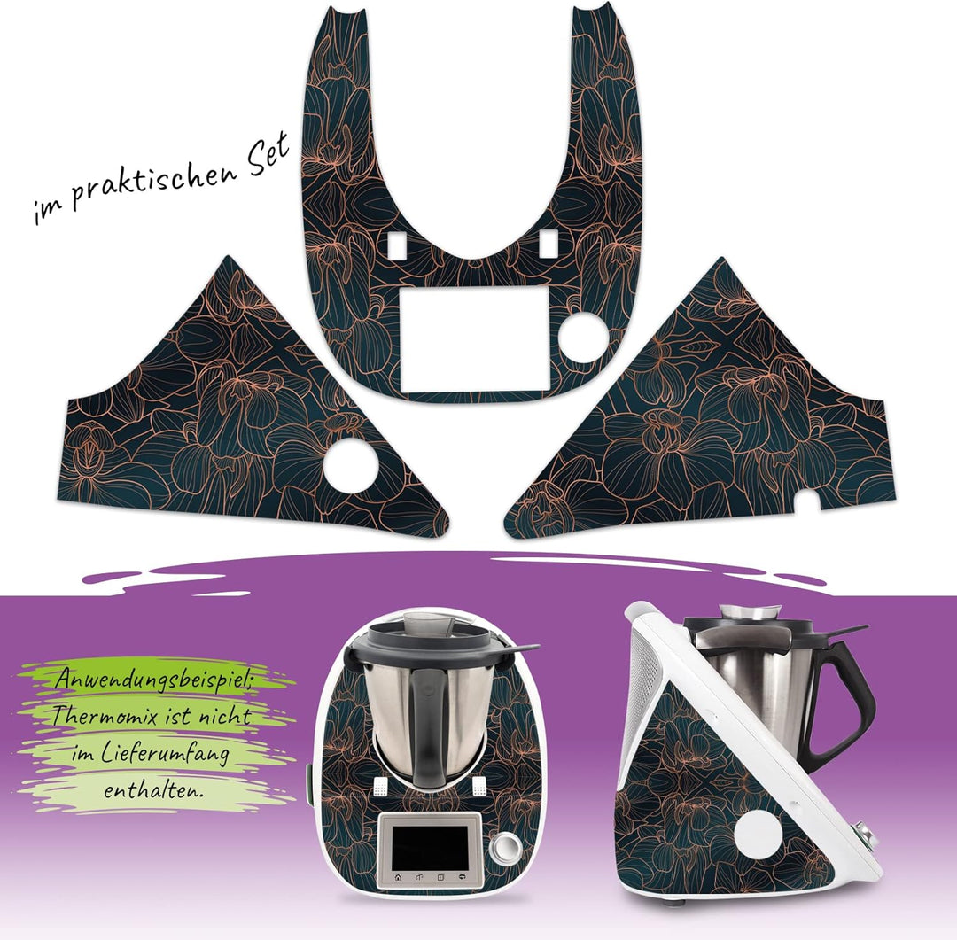 Deko Schutz Aufkleber kompatibel mit Küchenmaschine Thermomix TM5 Design Sticker Klebefolie Zubehör