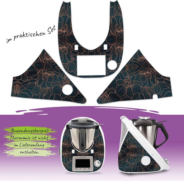 Deko Schutz Aufkleber kompatibel mit Küchenmaschine Thermomix TM5 Design Sticker Klebefolie Zubehör