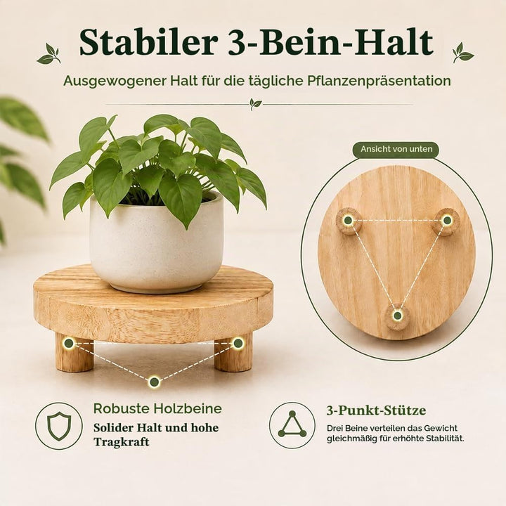 3 Stück Blumenhocker Pflanzenständer Holz Rund Blumenhocker Set