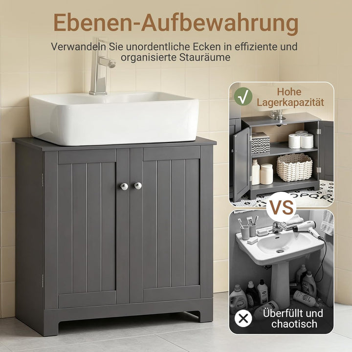 SoBuy BZR18-DG Waschbeckenunterschrank Badschrank Waschtisch Unterschrank Badmöbel dunkelgrau BHT ca