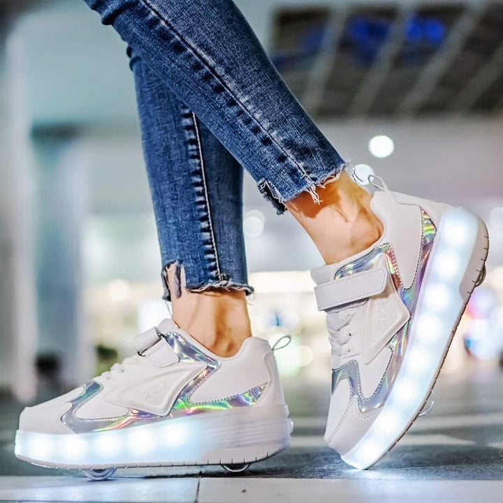 Kinderroller mit LED Licht | Automatisch Einziehbar & Abnehmbare Vorderreifen | Outdoor-Spiel-Schuhe