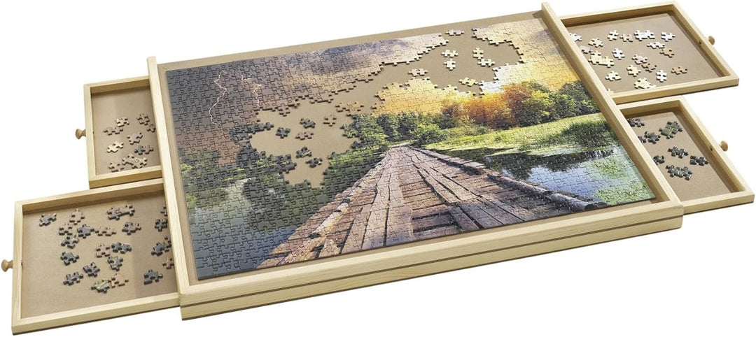 Bambelaa! Puzzletisch 1000 Teile mit 4 Schubladen Puzzlebrett mit Auszügen Tragbarer Puzzle Tisch fü