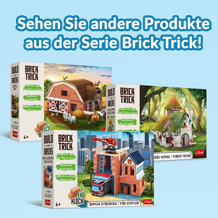 Trefl – Brick Trick: Baustelle/Construction Site – Bauen mit Ziegeln, EKO Echte Ziegelsteine, 290 Zi