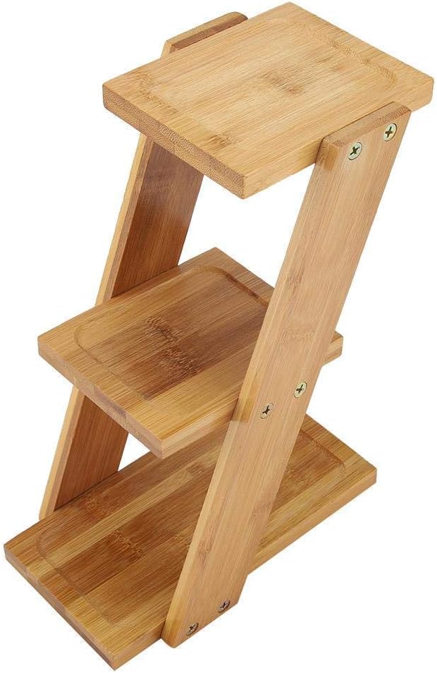 Dioche Mini 3 Ebenen Pflanzenständer Vasenregal Tischvase Halter für Pflanzen aus Bambus Display für