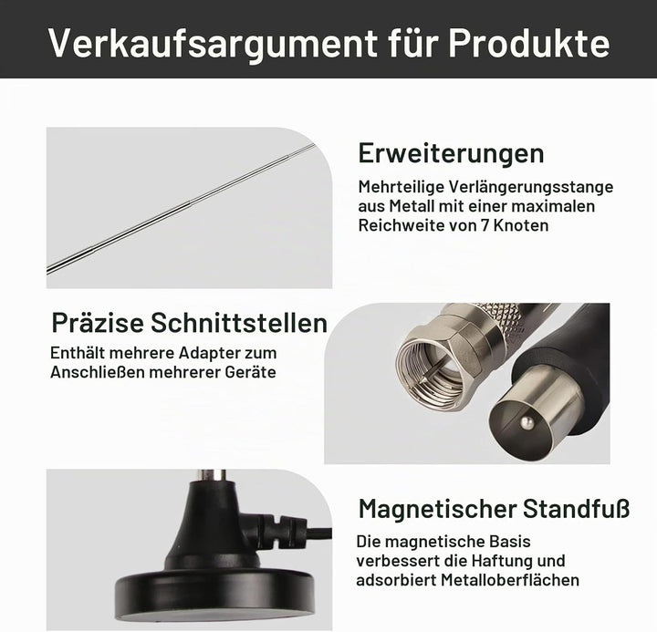 DAB UKW Radioantenne Digitale Teleskopantenne für den Innenbereich mit Magnetfuss 3 m Verlängerungsk