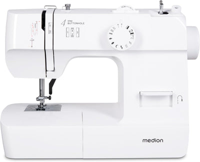 MEDION Nähmaschine SM70 (70 Watt, 12 verschiedene Stichmuster, LED Nählicht, einstellbare Stichlänge