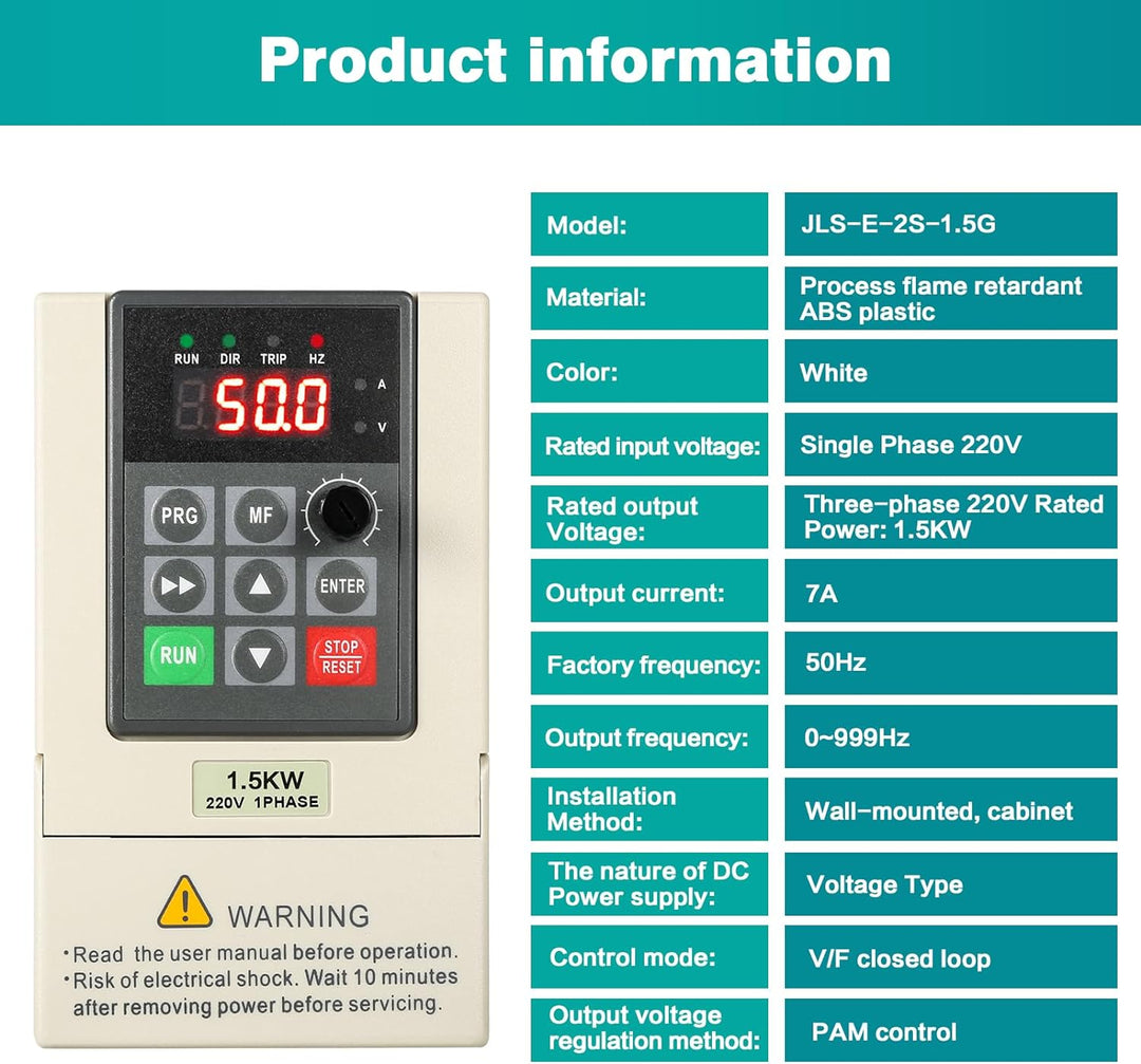 Jadeshay Frequenzumrichter, 220V 1.5 kW VFD Frequenzumrichter 1 Phasiger Eingang 3 Phasiger Ausgang