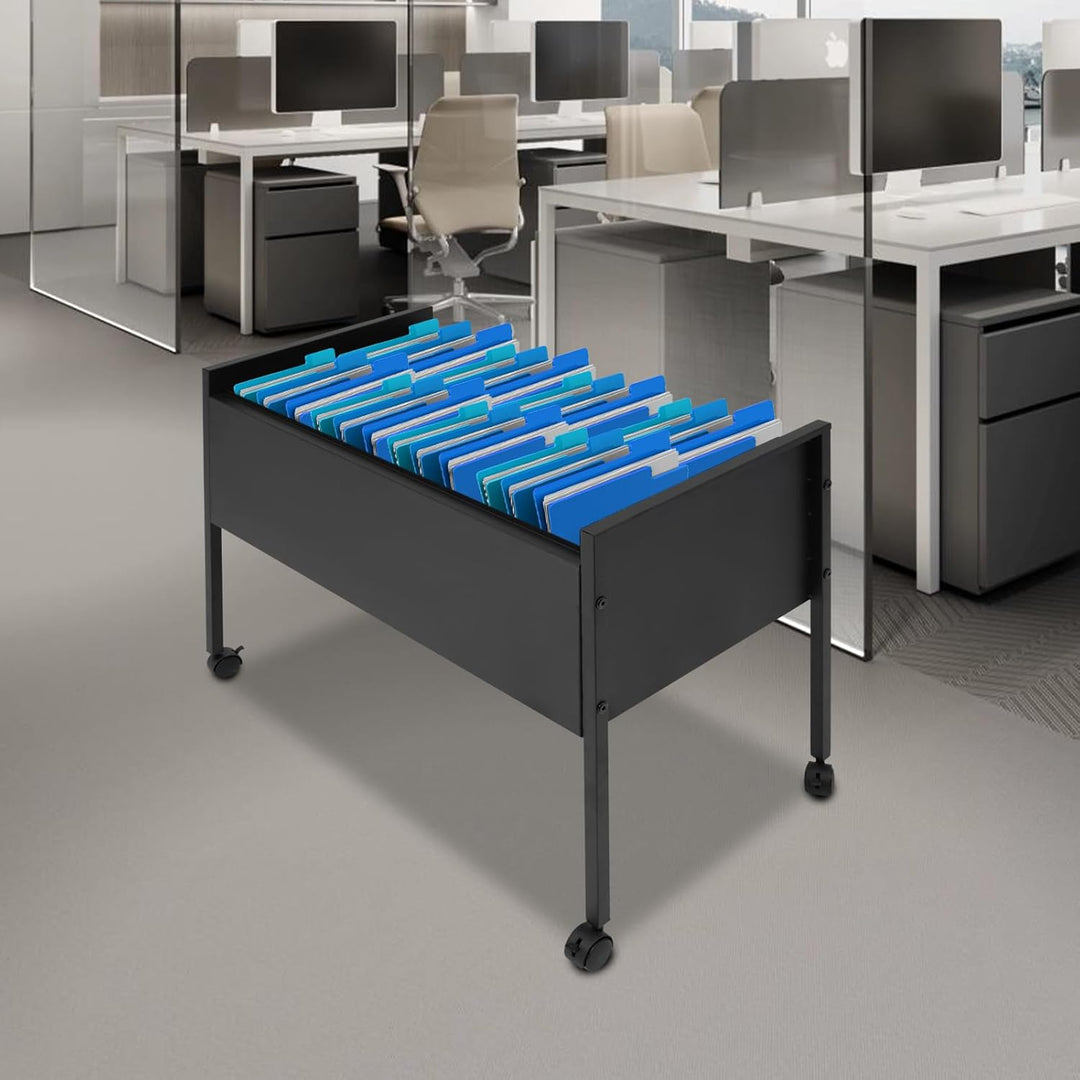 Rollbarer Aktenschrank, Hängemappenwagen mit Universalrollen Bodenhalterung Rollbarer Aktenwagen für