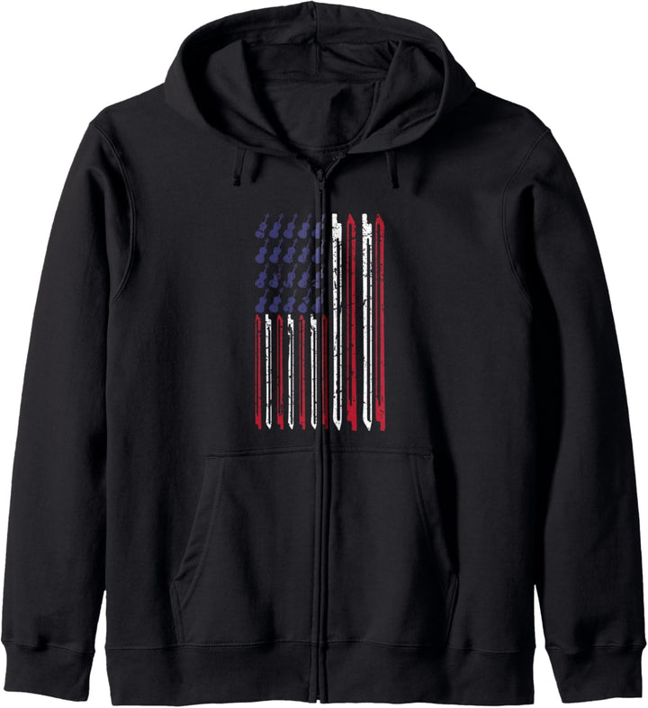 Violinenbogen Musik Violinist USA Amerikanische Flagge Kapuzenjacke
