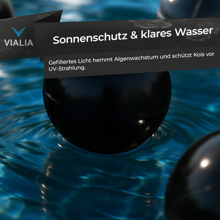 PE Bälle schwarz Ø 70 mm, 650 Stück, ca. 3 m², Teichabdeckung Winter, Schwimmkugeln mit Aufbewahrung