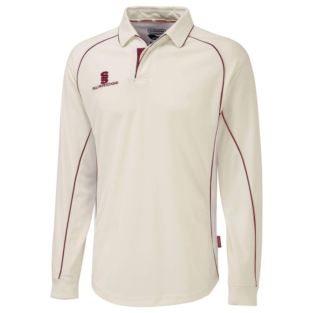 Surridge Sports Herren L/S Cricket Hemd S Rot, S Rot
