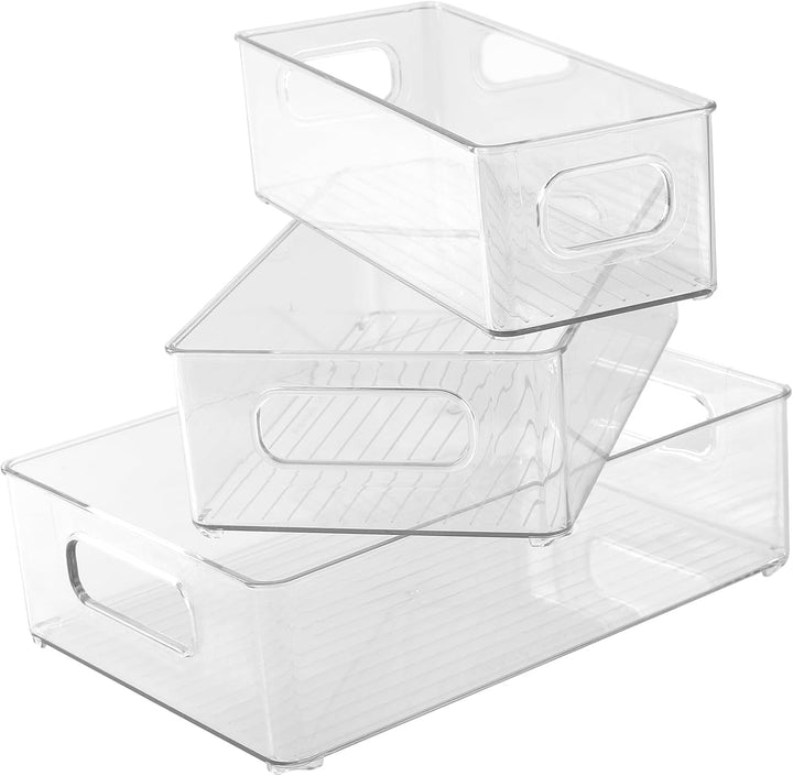 6 Stück Kühlschrank Organizer Box Set, 3 Grössen Kühlschrank Aufbewahrungsbox, Stapelbar Kühlschrank