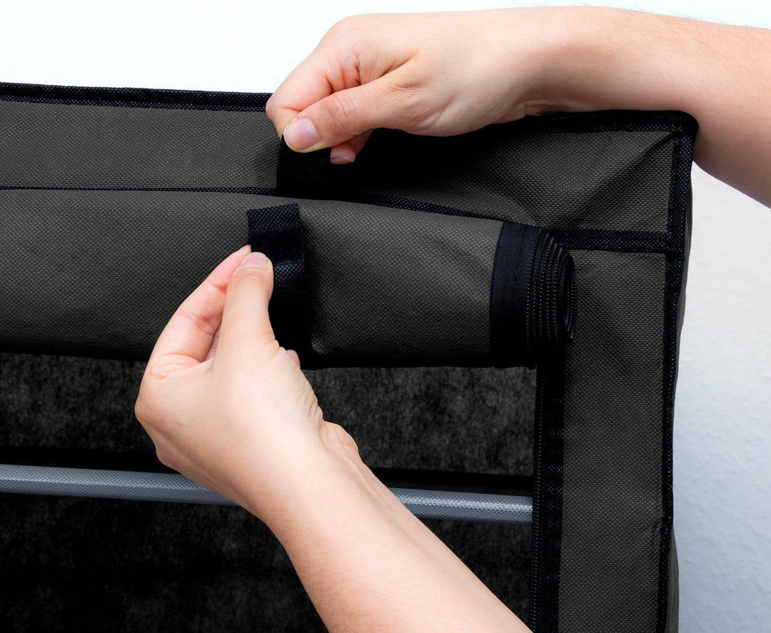 INTIRILIFE Faltschrank 170x58x28 cm in Raben SCHWARZ - mit Reissverschluss Stoffschrank Kleiderschra