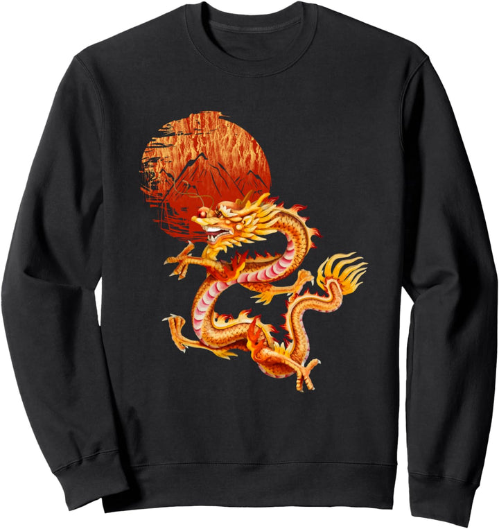 Asian Dragon And Sun Symbol Oriental Chinese Art Sweatshirt
