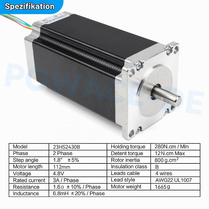 RATTMMOTOR Nema 23 Schrittmotor Doppelwelle 57 Stepper Motor 2.8Nm (425oz.in) 3A 1.8 Grad 4 Anschlus